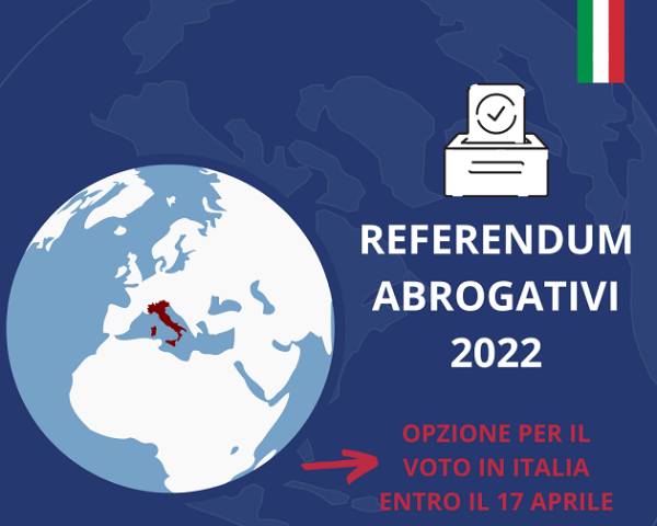 Referendum abrogativi del 12.06.2022: Italiani residenti all'estero